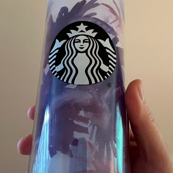 Starbucks Purple Watercolor Cherry Blossom Floral Cold Cup Straw Tumbler 24oz